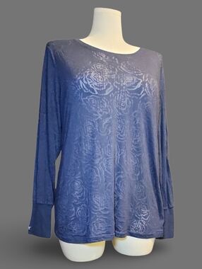 Grey's Anatomy Signature Series Scrub Top 3XL Blue Floral Cotton Blend 2331X